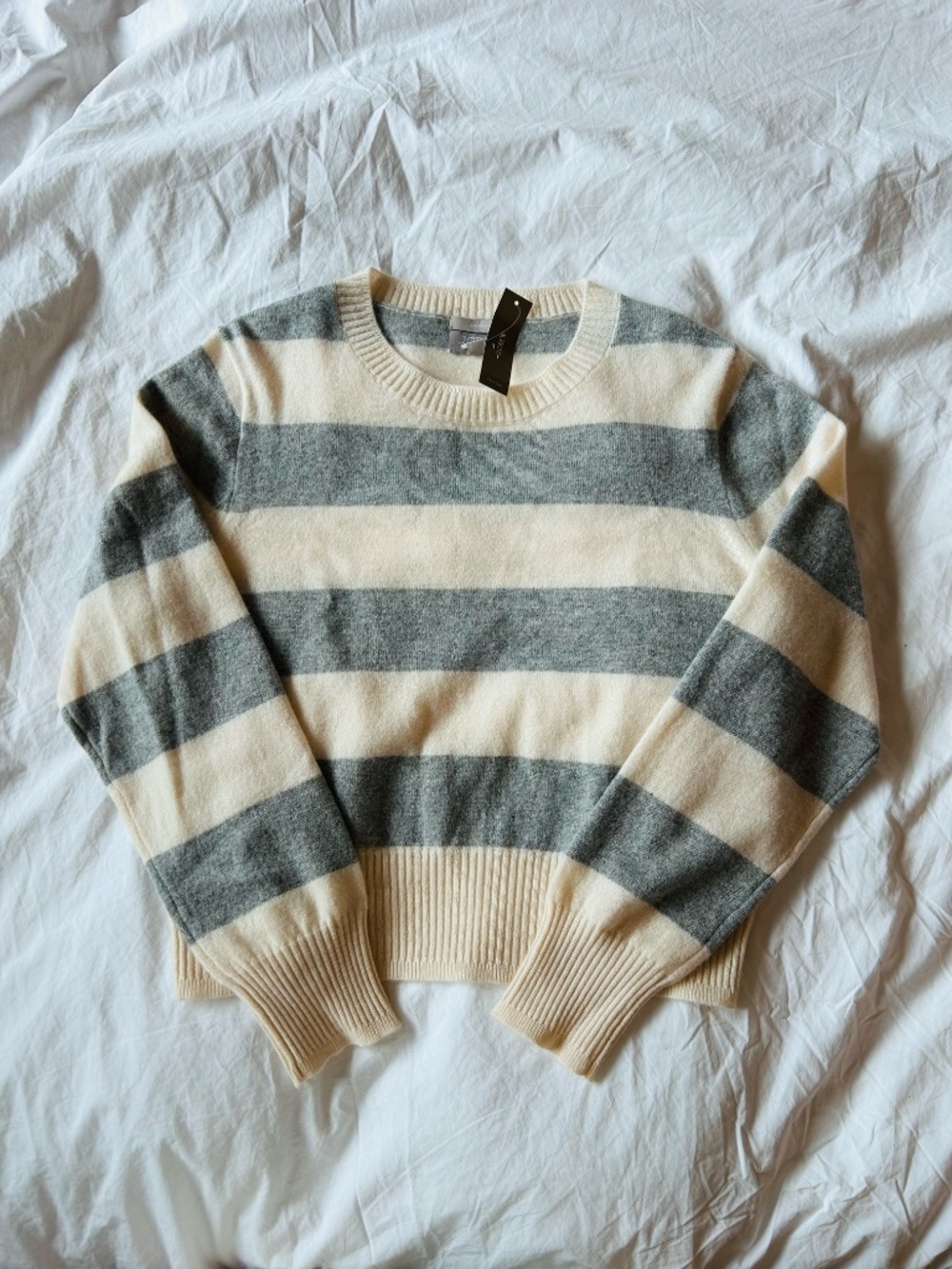 J. Crew Cashmere Shrunken Crewneck Sweater in Rugby Stripe - Picture 3 of 5